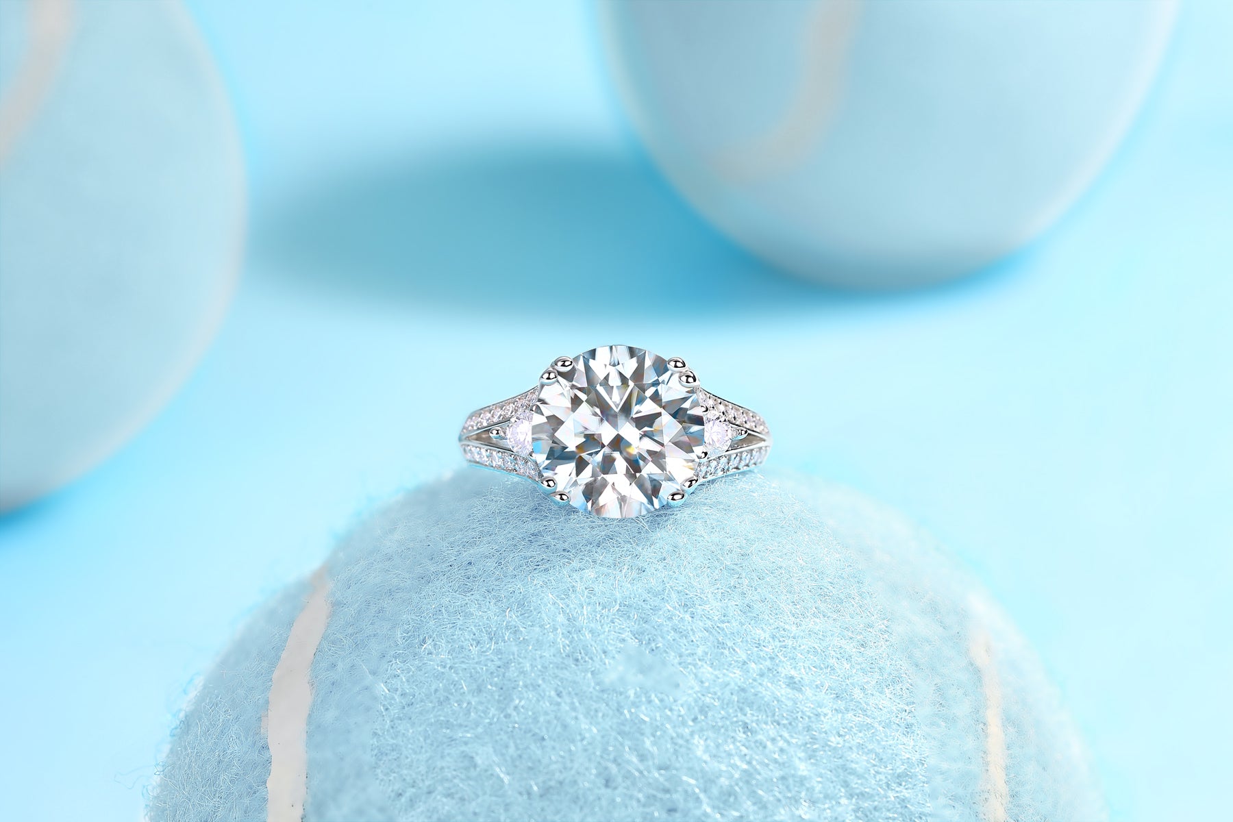 1Elegant Radiance - A Fashionable And Luxurious Jewelry Piece Set With 5 - carat Moissanite S925 Sterling Silver And Platinum - plated Diamond Prohibit TikTok sales - 5 - CJ
