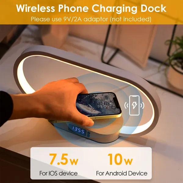 Bedside Table Lamp Touch Control Lamp With Clock Wireless Charging LED Desk Lamp Dimmable Nightstand Reading Lamp - 5 - CJ
