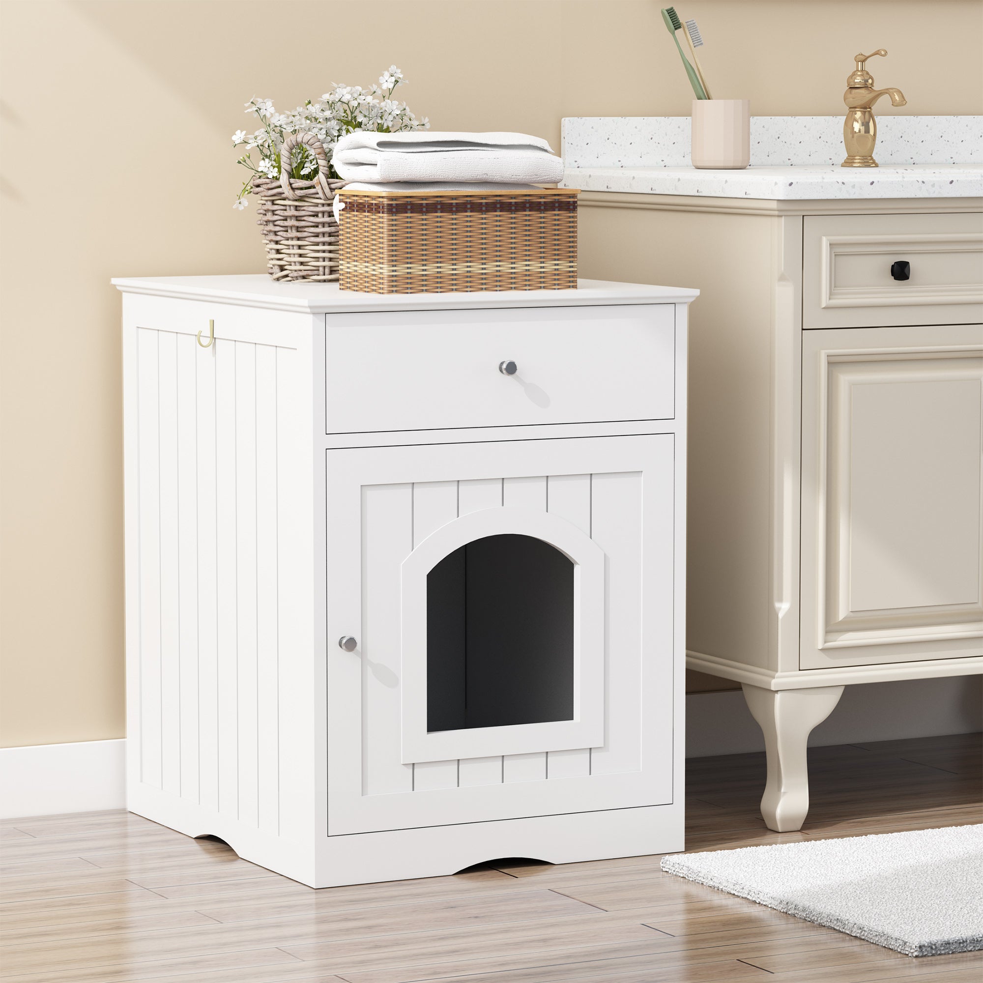 Wooden Pet House Litter Box Fence With Drawers - 5 - CJ