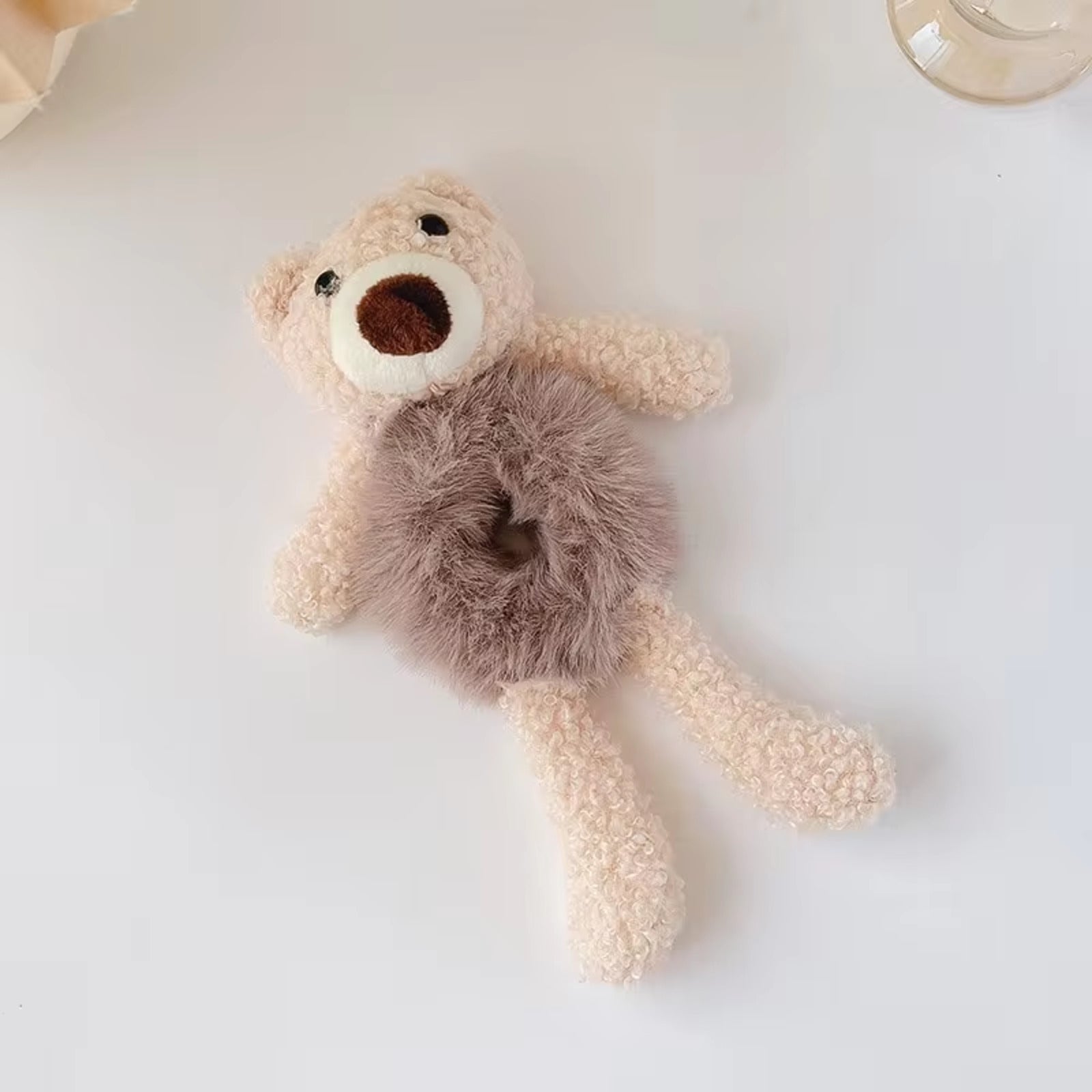 Girls Lovely Scrunchies Cute Bear Hair Band Rabbit Fur Hair Rope Soft Warm Rubber Band Pretty Hair Accessories - 5 - CJ
