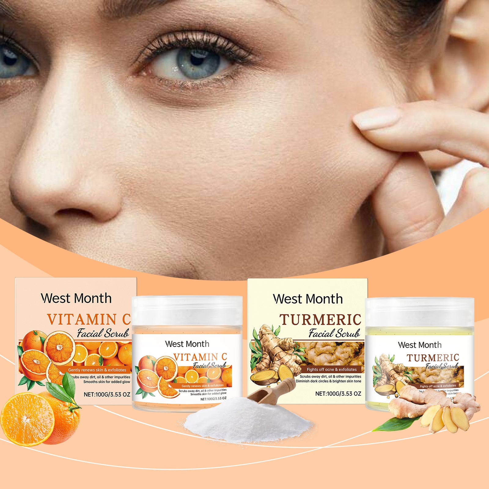 West&Month Facial Scrub, Gently Cleanses Facial Skin, Exfoliates, Moisturizes, Moisturizes And Brightened - 5 - CJ