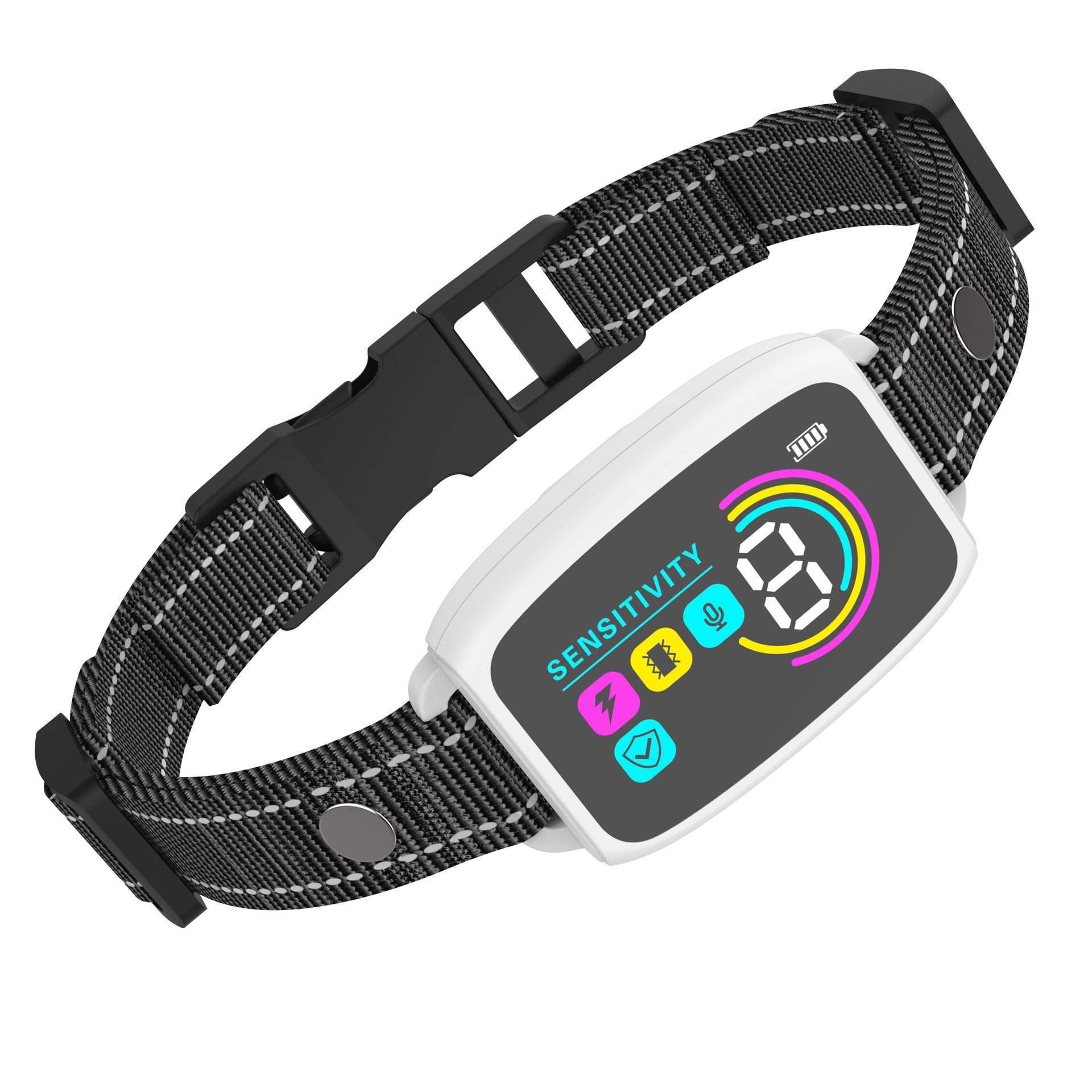 Smart Automatic Anti Barking Dog Collar Rechargeable Bark Stopper Stop Barking HD Digital Display IP67 Waterproof Collar For Dogs Pet Products - 0 - CJ - White - CJYD202627002BY