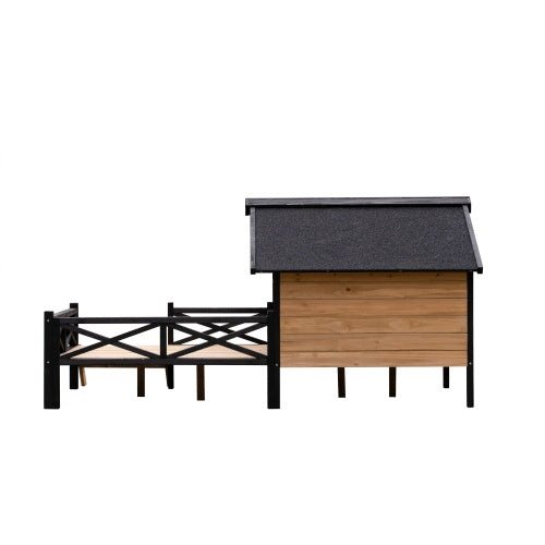Outdoor Large Cabin Style Wooden Kennel With Porch - 5 - CJ