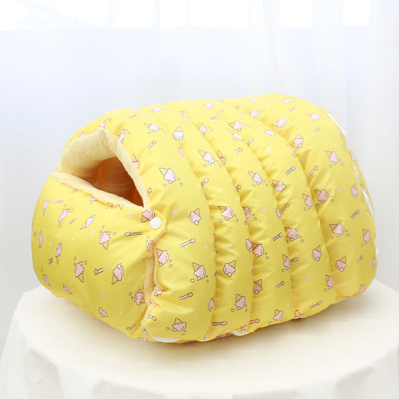 Four Seasons Universal Removable Washable House Closed Cat Kennel Enclosed Cat Nest Sleeping Bag With Plus Space - 0 - CJ