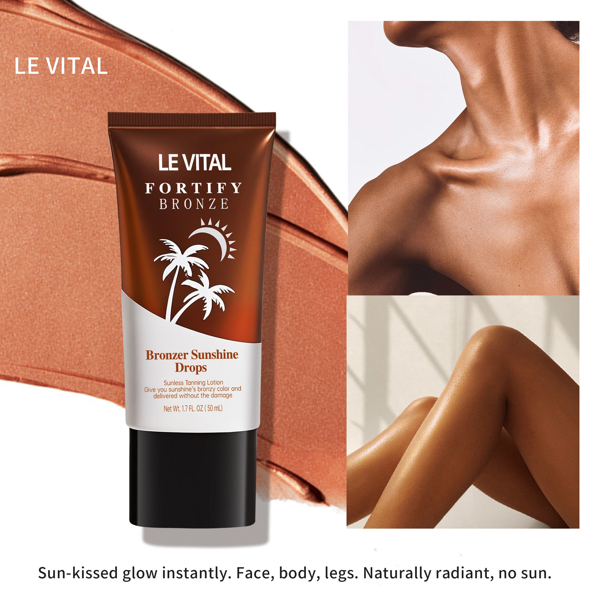 Bronzing Self - Tanner Lotion, Quick - Dry, Long - Lasting, Sunless Tanning For All Light Beige Tones, Vegan & Paraben - Free - 5 - CJ