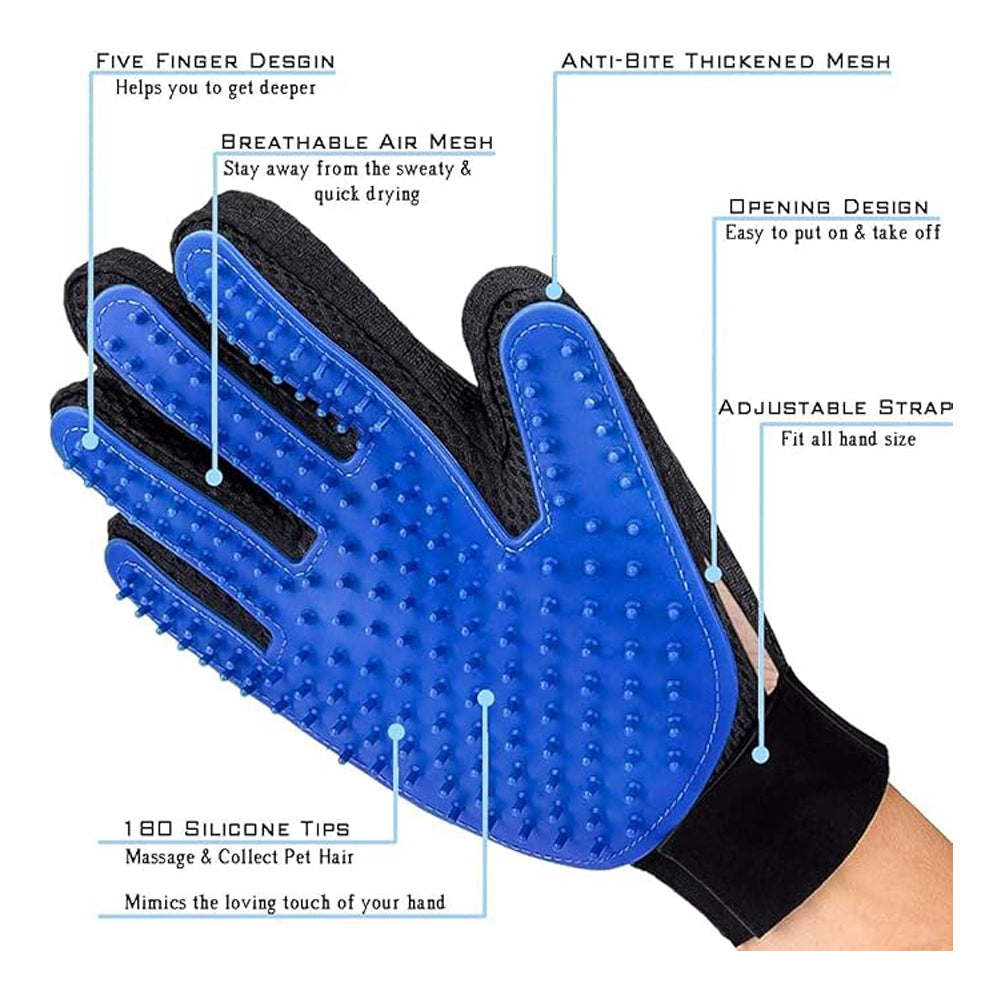 1 Pair Pet Grooming Cat Dog Rabbits Horse Gloves Pet Brush Glove Premium De - Shedding Glove - 5 - CJ
