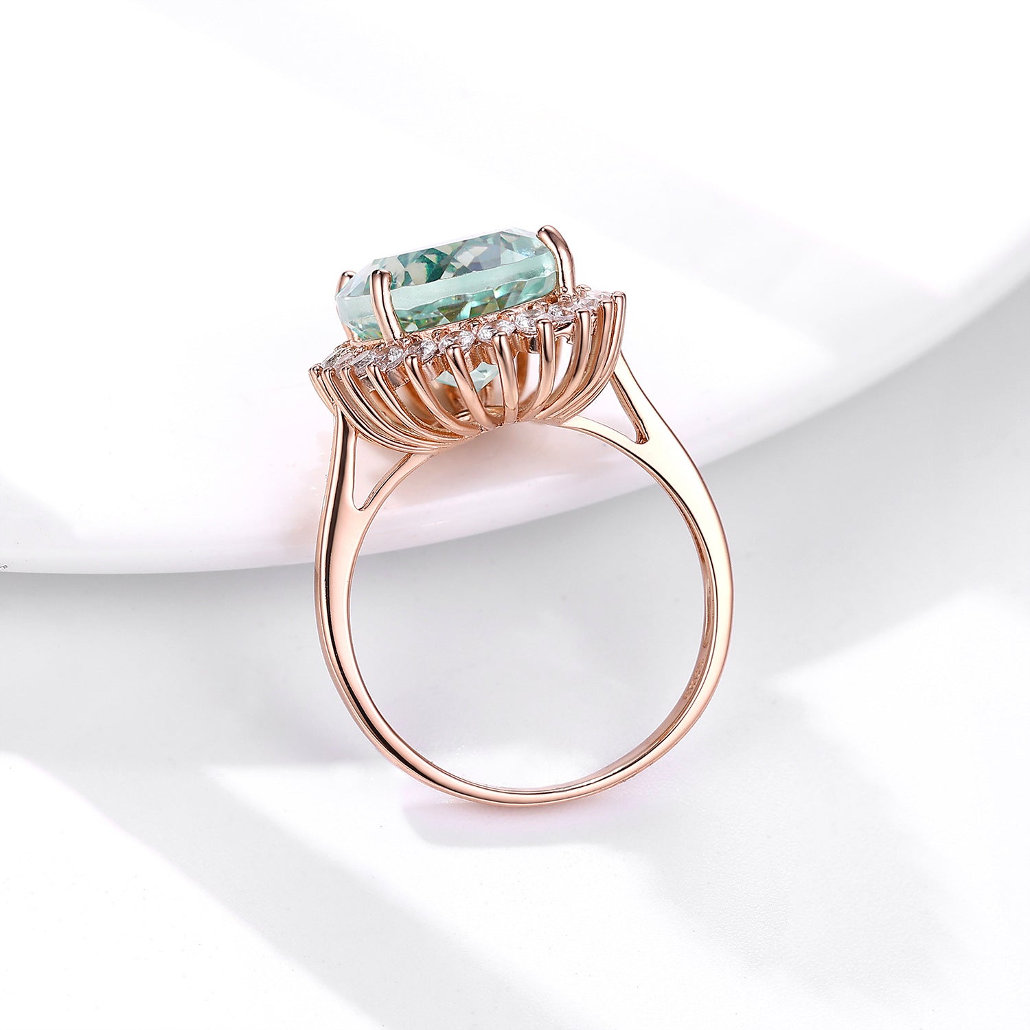 S925 Silver Set Natural Green Crystal Ring Wedding Jewelry Female - 4 - CJ