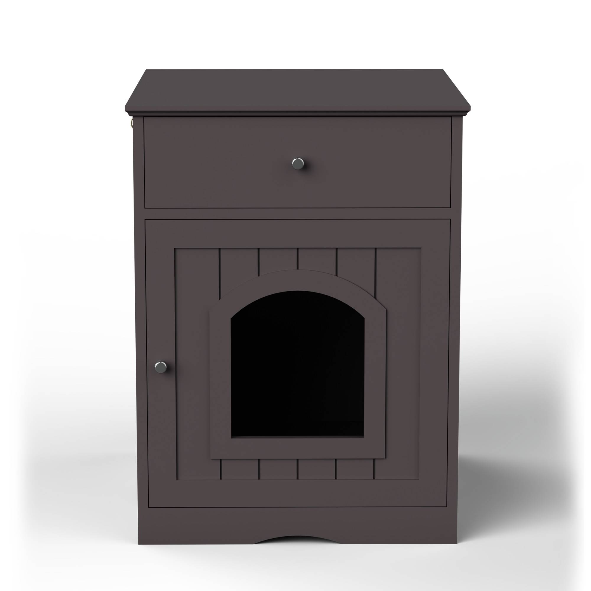 Wooden Pet House Cat Litter Box Enclosure With Drawer, Side Table Indoor Pet Crate - 5 - CJ