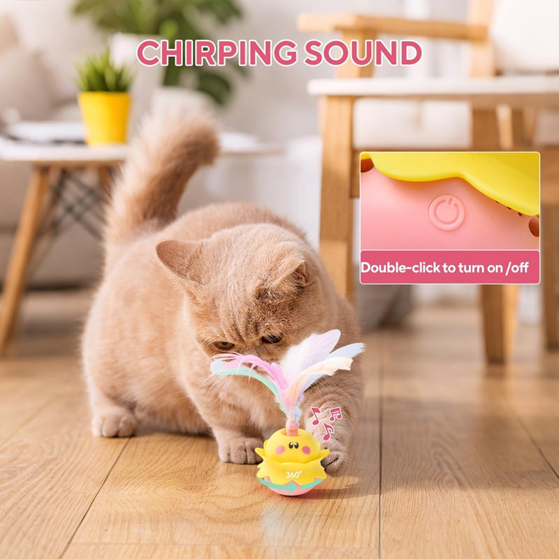 Interactive Automatic Cat Feather Toy, Rotating With LED Light, Rechargeable Electronic Chirping Toys For Indoor Cats. - 4 - CJ