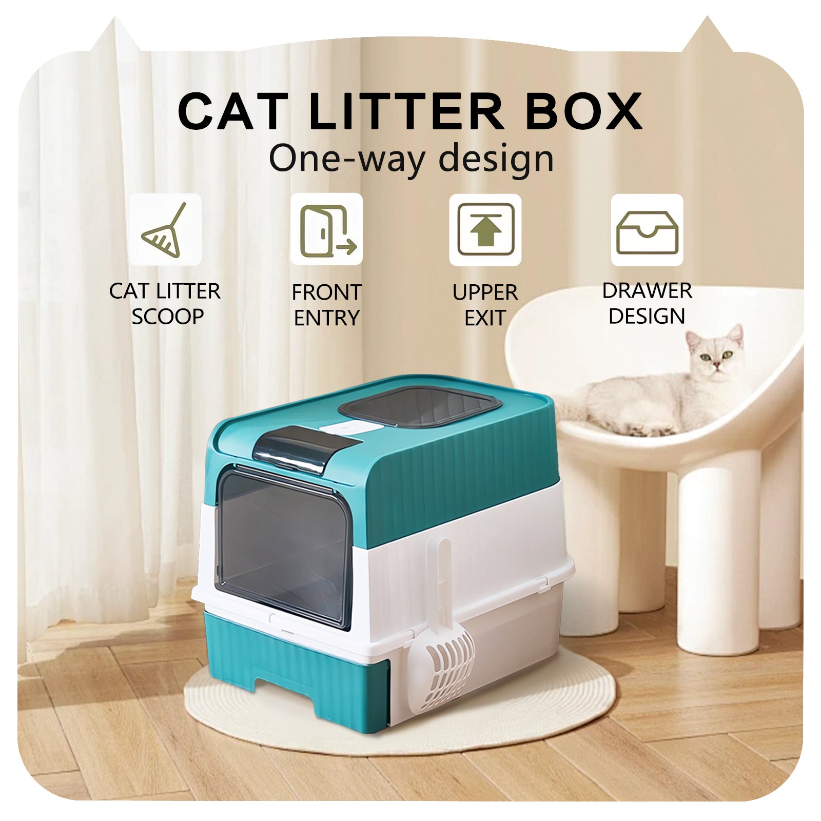 Super Large Capacity Cat Litter Box - Easy To Clean, Odorless, Leak Proof, Not Easy To Leak, Pull - out Design, Comfortable Toilet For Pets - 5 - CJ