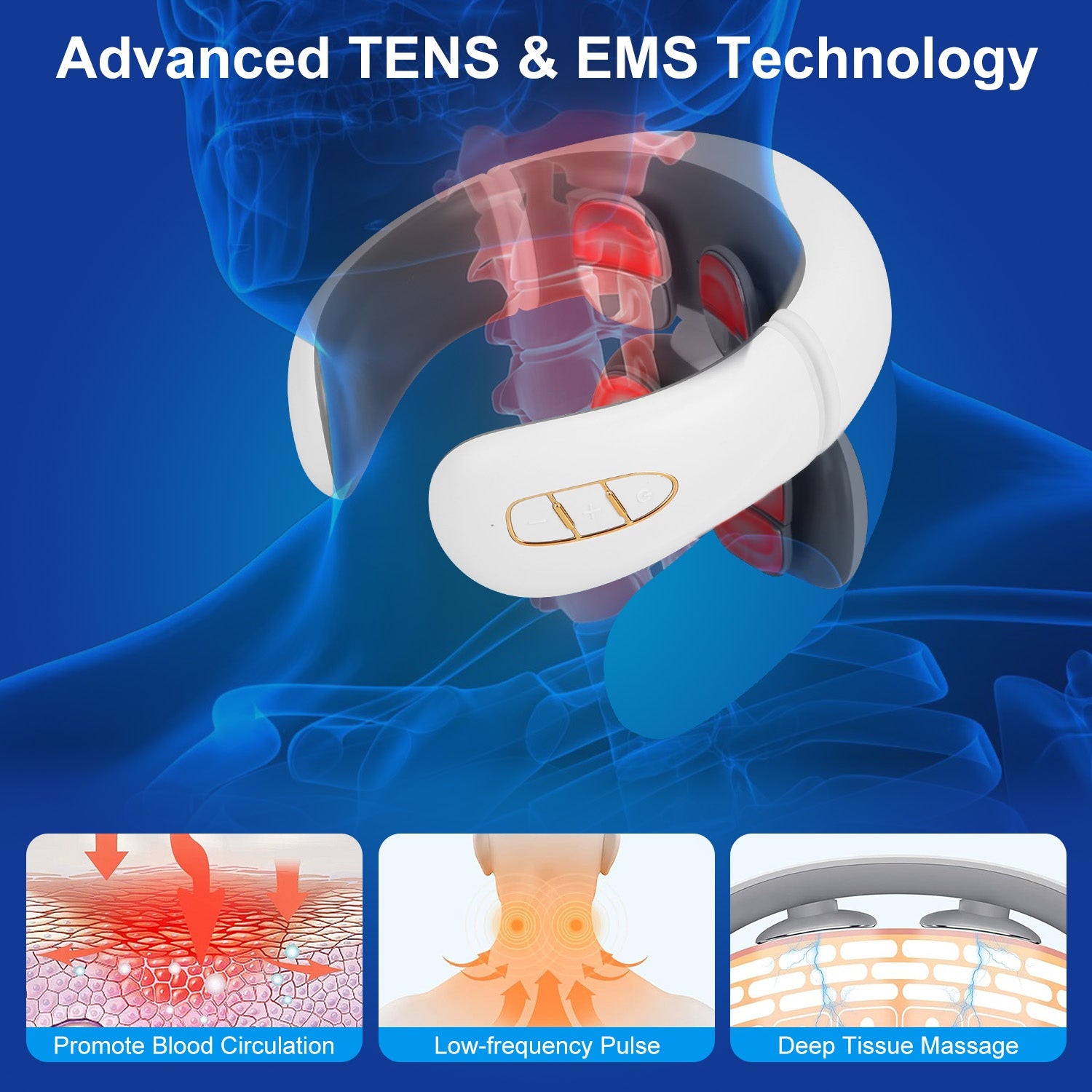 1 Set EMS Neck Massager With Heat Cordless Cervical Neck Massager EMS Neck Massager With 6 Modes 15 Intensity Levels Remote Control - 5 - CJ