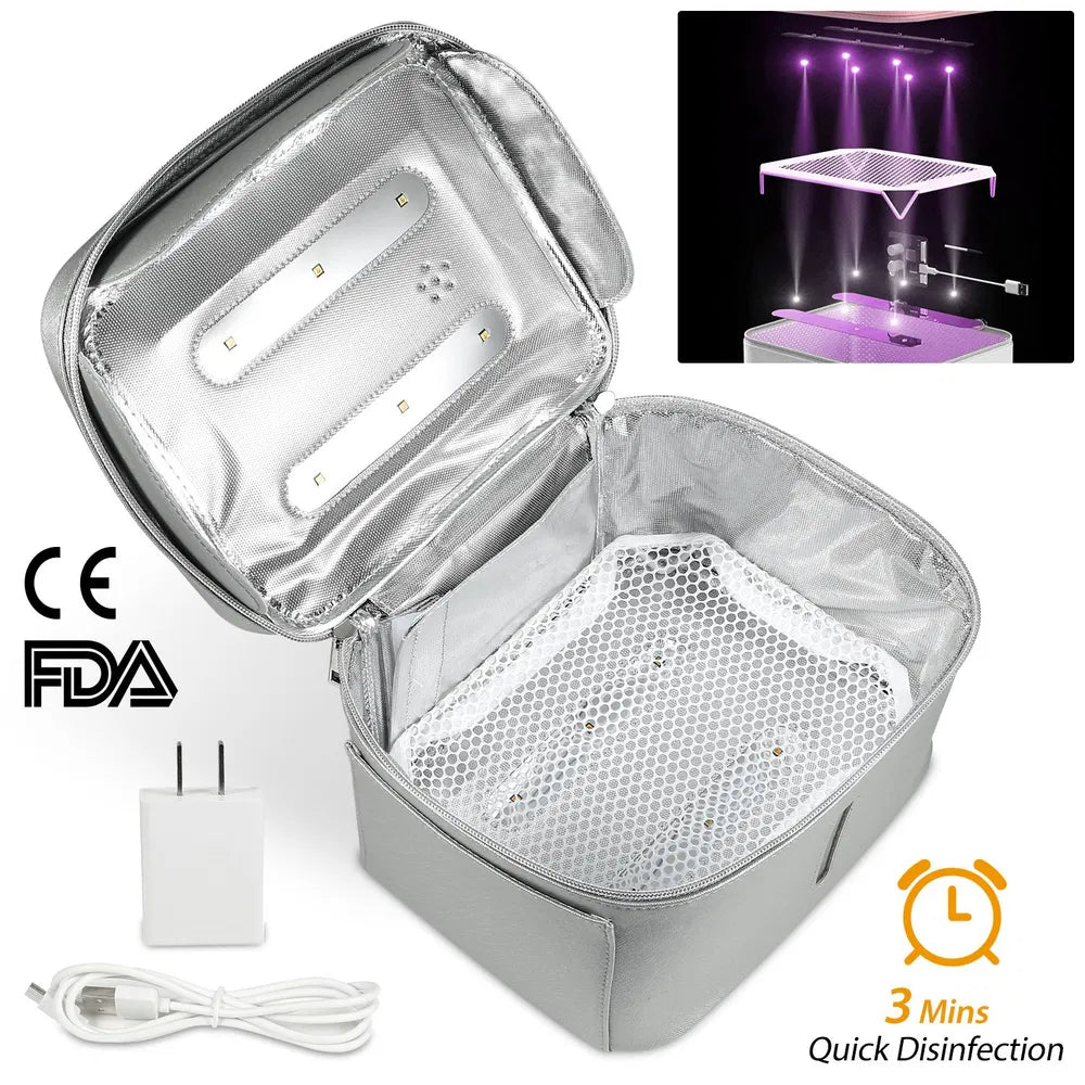 UV Disinfection Bag, Portable LED UV Sanitizer Box USB - Powered Travel UV Cleaner Bag - 5 - CJ