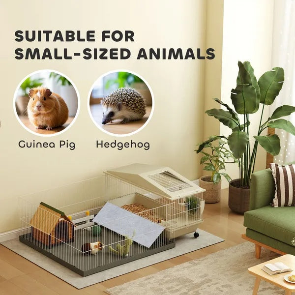 Small Animal Cage With Removable Pet Playpen, Guinea Pig Cage With Waterproof Pad - 5 - cjdroshippping