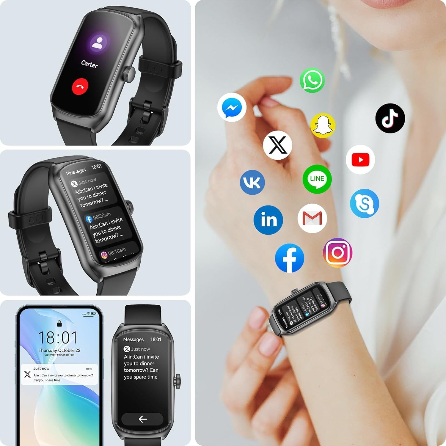 AMOLED Unisex Fitness Tracking Smartwatch With Heart Rate, Blood Oxygen And Sleep Monitoring, Waterproof Function, Pedometer, Swimming Health Activity Tracking - 5 - CJ