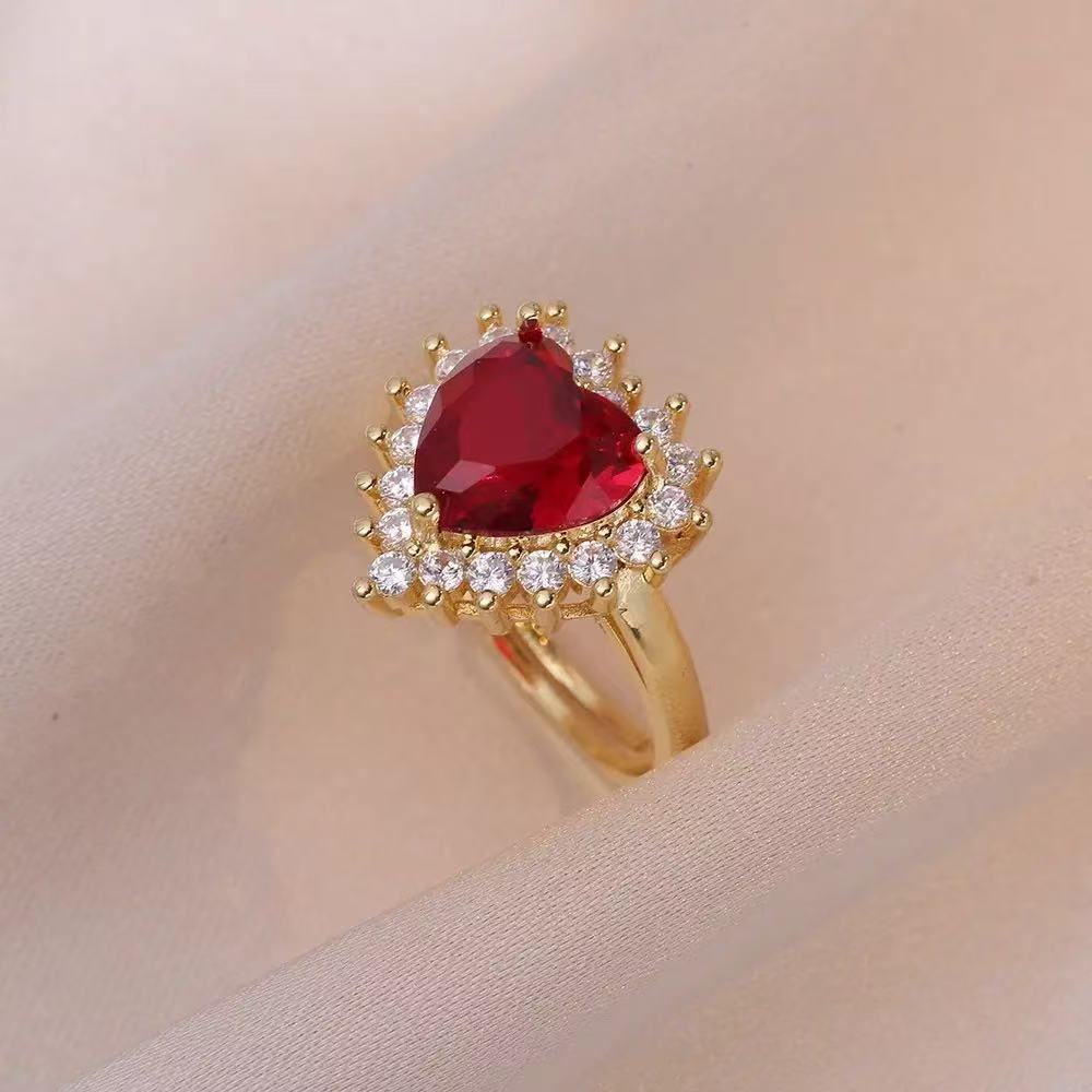 Fashion Micro - inlaid Pendant Ruby Heart Necklace - 0 - CJ