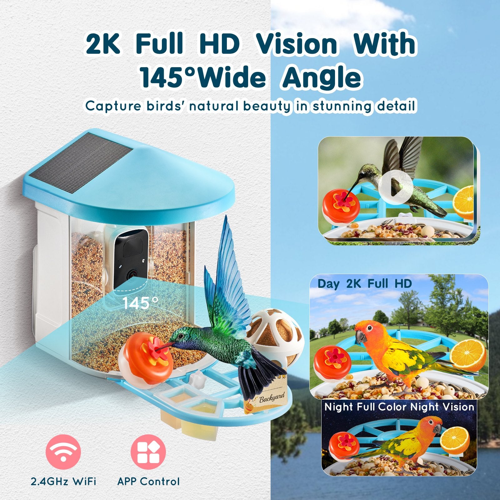 Smart Bird Feeder With Camera AI Identify 10000+ Bird Specie Solar - Powered - 5 - CJ