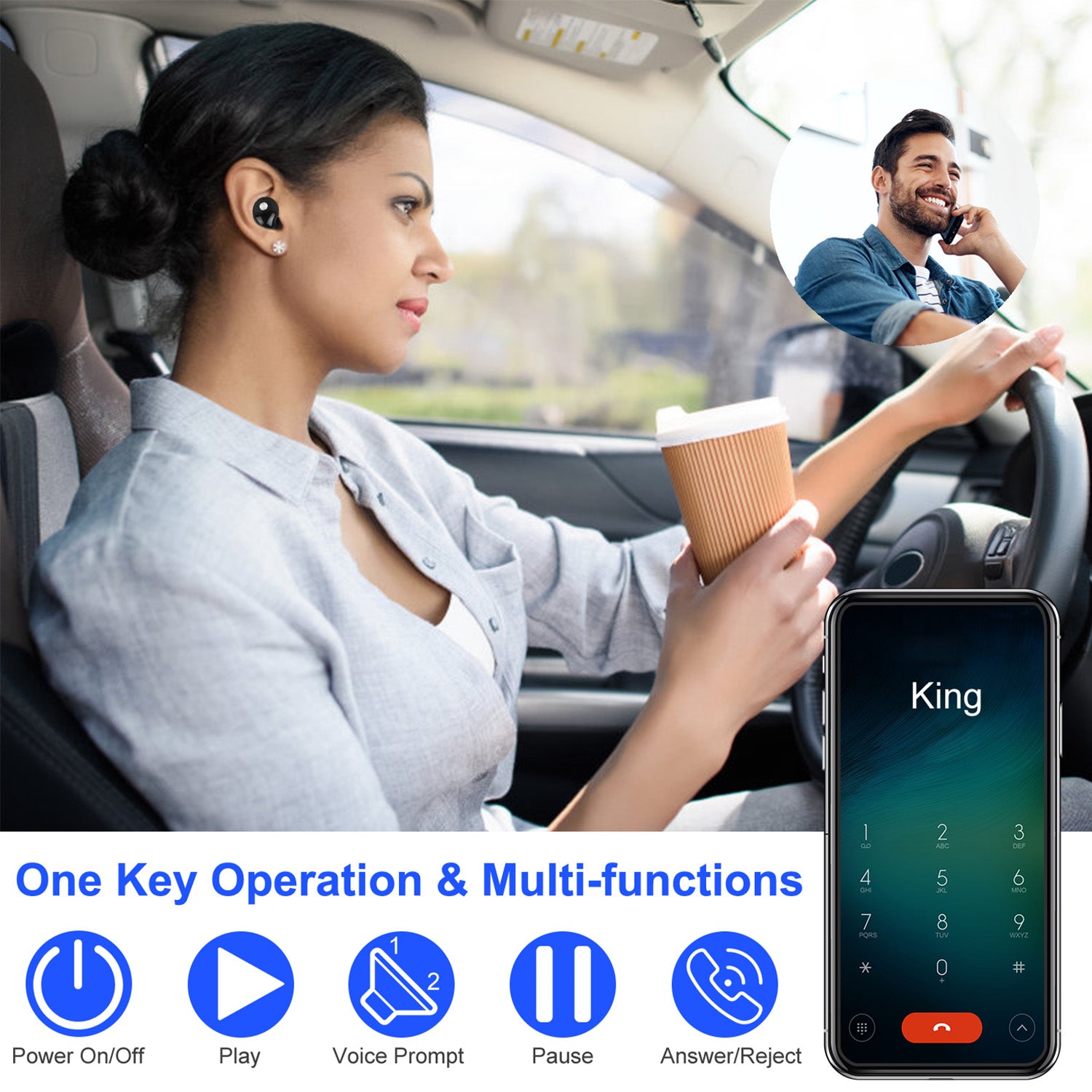 TWS True Wireless V4.2 Earbuds IPX4 In - ear Stereo Earphone Hands - free Deep Bass Earpiece With Mic Magnetic Charging Case 30Hrs Single Earbud Work Time Driving Business - 5 - CJ
