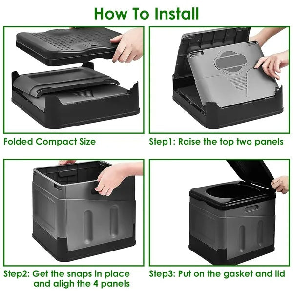 Portable Toilet For Car Camping Boating Hiking Outdoor Travel Potty With Carry Bag Foldable Emergency Toilet With Lid Trash Bags - 5 - CJ