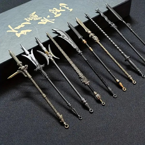 Mini Ancient Sword Set With Display Stand (6pcs) Or (14pcs) - Metal Mini Sword Weapon Model Keychain Pendant, Suitable For History Enthusiasts, Party Supplies And Decorations, Unique Gifts, Collectibl - 5 - cjdropshipping