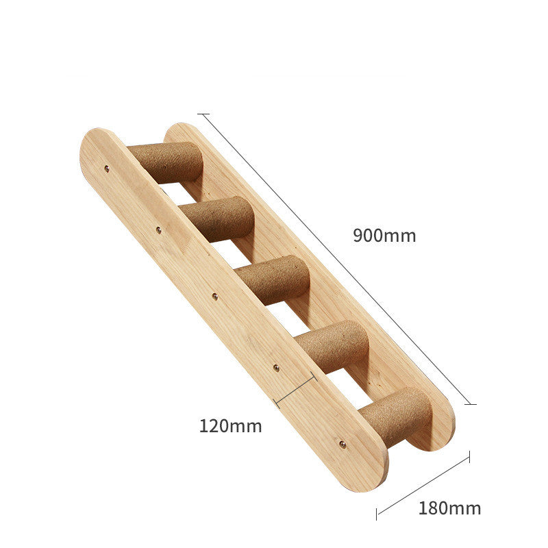 Pet Cat Climbing Frame Wall Type Solid Wood Wall Hanging Platform Ladder Pets Accessories - 0 - CJ - Cat climbing column climbing l - CJJT148790306FU