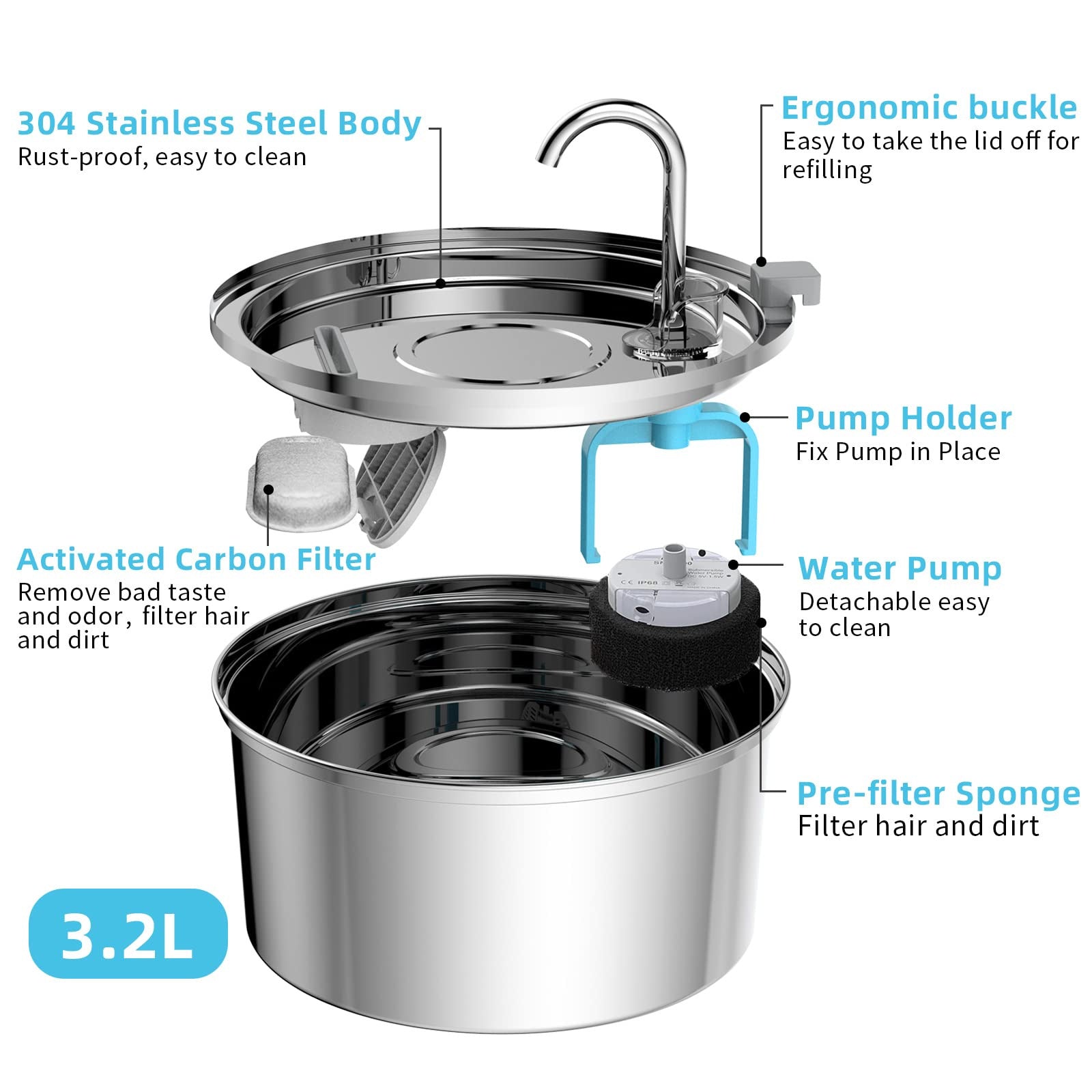 Stainless Steel Water Dispenser Automatic Fountain - 0 - CJ