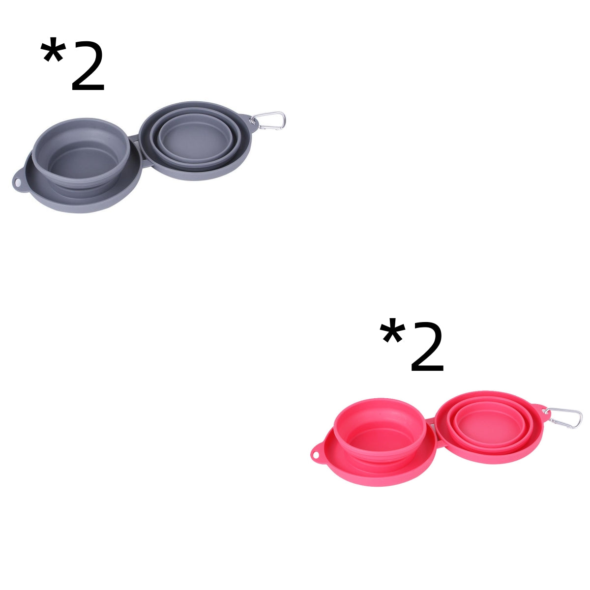 Rubber Foldable Double Bowl Pet Feeding Bowl Pets Supplies Dog Cat Bowls - 0 - CJ
