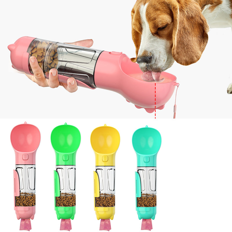300 500ml Portable Multifunction Dog Water Bottle Food Feeder For Big Dogs 3 In 1 Poop Dispenser Puppy Pet Travel Drinking Bowls - 4 - CJ