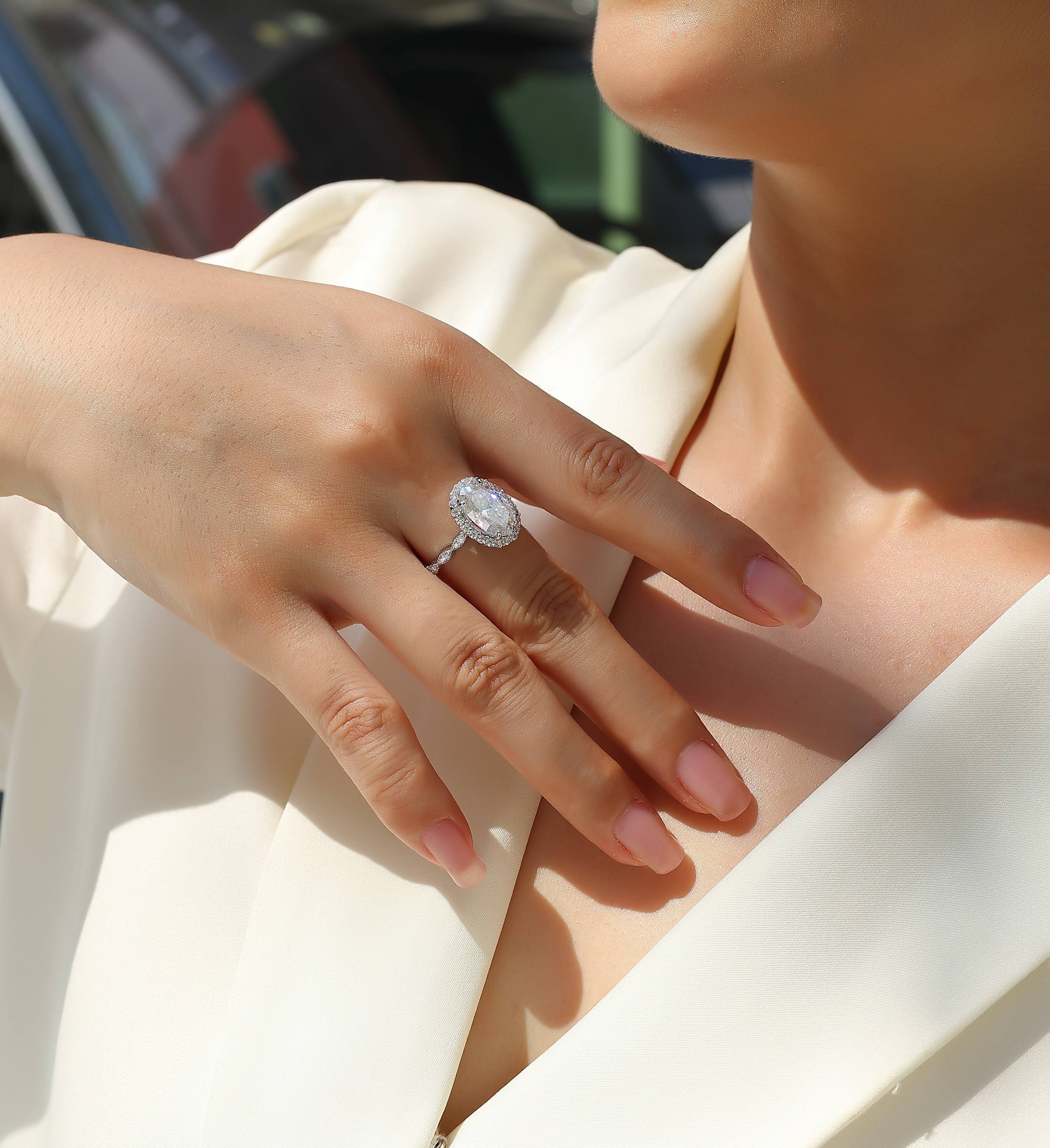 1Bright Moon - A Fashionable Diamond Jewelry Piece Set With Moissanite S925 Sterling Silver And Platinum - plated Diamond Ring Prohibit TikTok sales - 5 - CJ