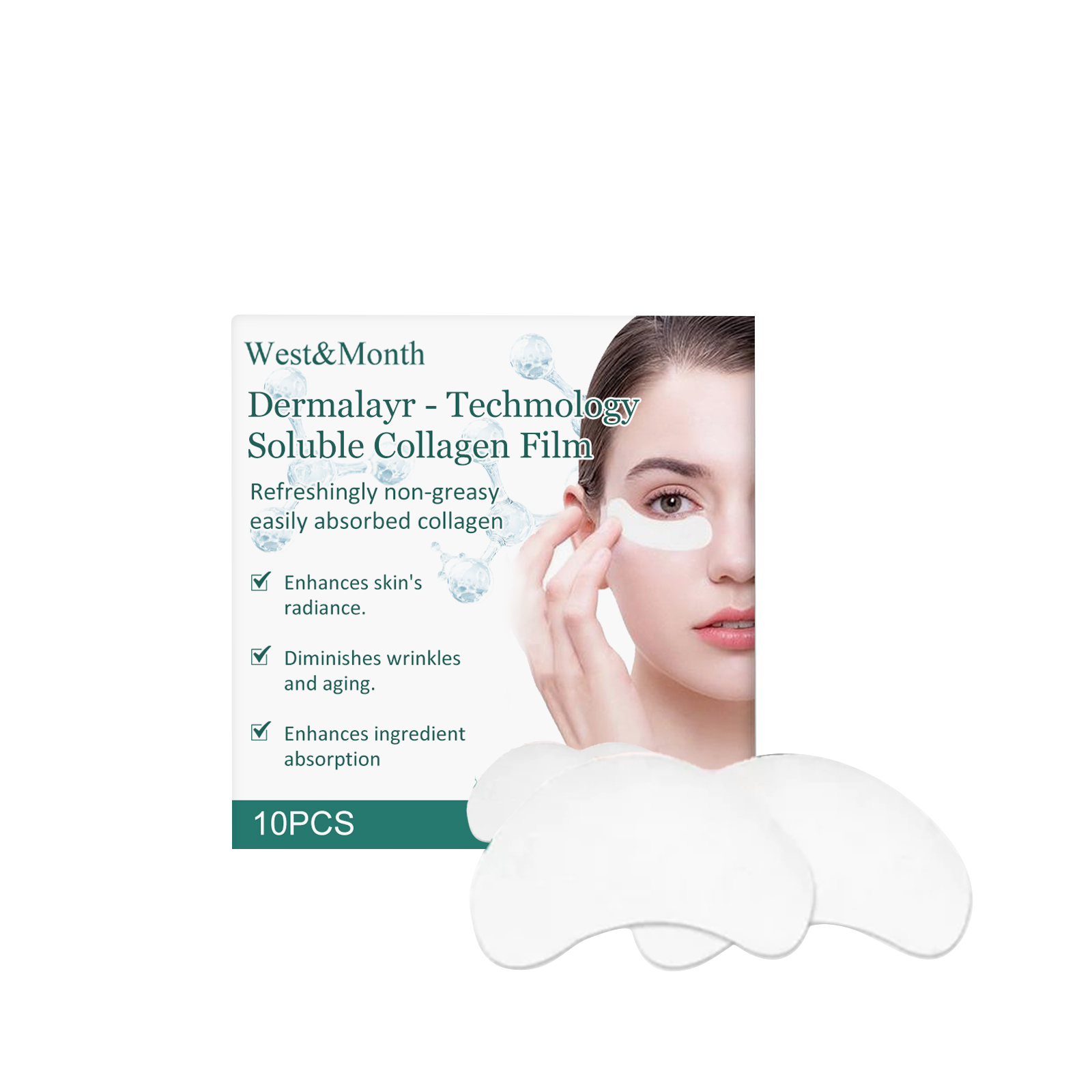 West&Month Dermalayr - Technology Soluble Collagen Film, Anti - wrinkle Moisturizing Firming Whitening Patch - 5 - CJ
