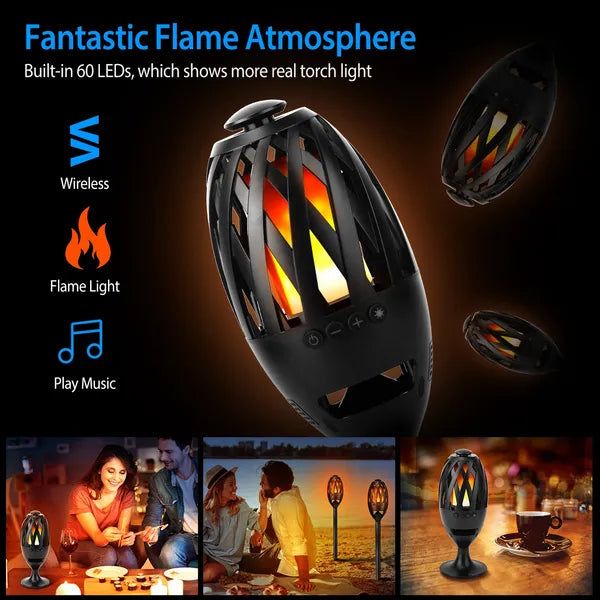 LED Flame Speakers Torch Wireless Speaker Waterproof Stereo Bass Speaker Outdoor Light - Up Speaker Atmosphere LED Flickers Night Light Patio Stake Lights/Lantern For Party Camping - 5 - CJ