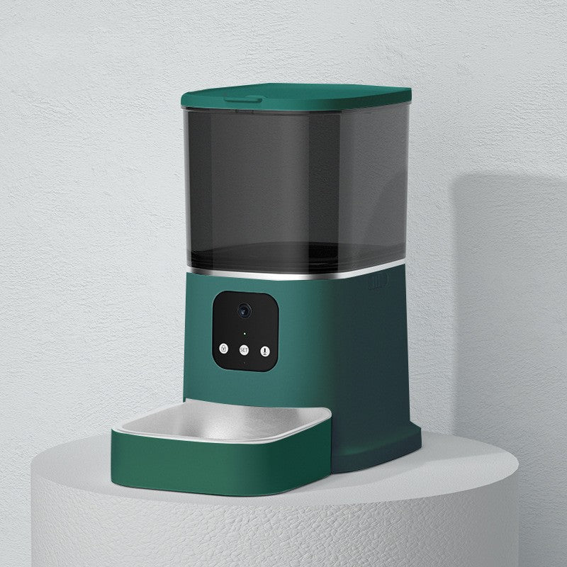 Pet Automatic Feeder Large Capacity Smart Voice Recorder APP Control Timer Feeding Cat Dog Food Dispenser With WiFi Pet Bo - 0 - CJ - Dark green - Video version - UK - CJMY144622016PK