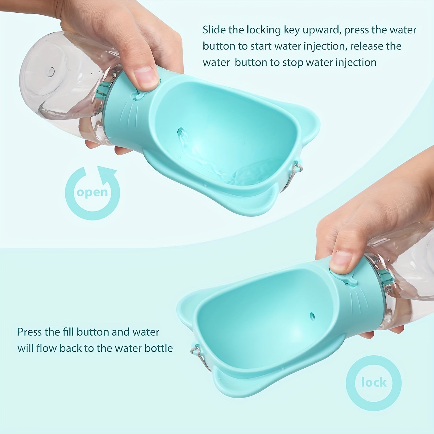 2 In 1 Dog Water Bottle, Leak Proof Portable Pet Water Bottle With Food Container, Outdoor Portable Water Dispenser For Dog, Puppy Supply For Walking, Hiking, Camping, Travel - 5 - CJ