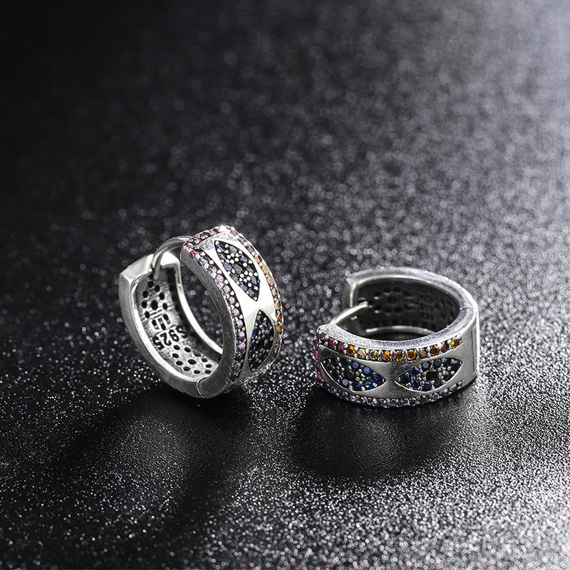 Sterling Silver 925 Ring Women's Luxury Small Group Full Diamond Wide Edition Earrings - 4 - https://x.com/titan_prim62775J