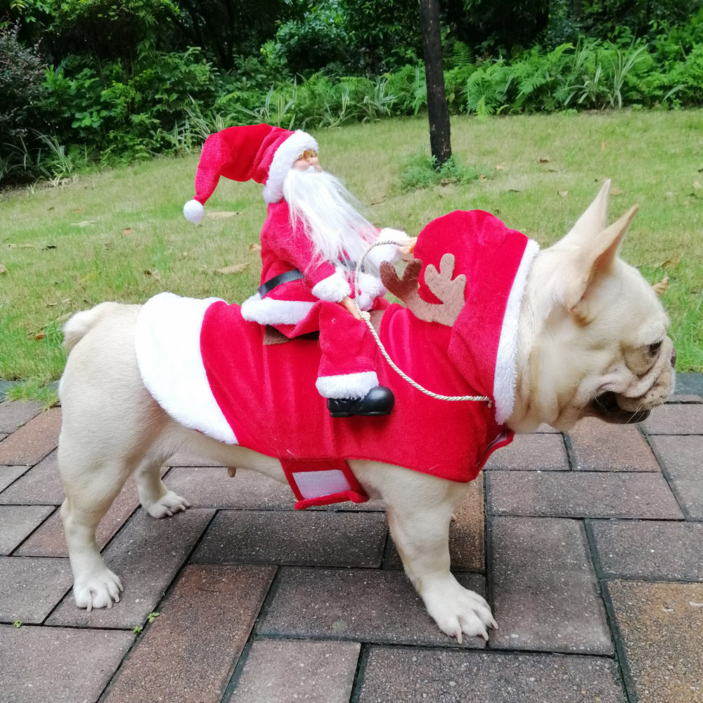 Dog Christmas Clothes Santa Claus Riding Deer - 0 - CJ