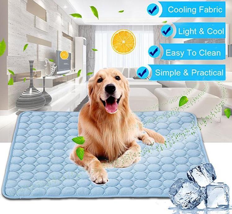 Pet Dog Cat Ice Silk Cold Nest Pad For Cooling In Summer - 0 - CJ - Blue - 40x30cm - CJJJCWGY00320 - Blue - 40x30cm