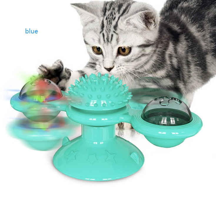 Cat Rotating Windmill Multi - Function Toys Itch Scratching Device Teeth Shining Toy - 0 - CJ