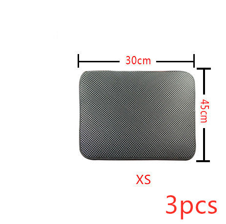 Double Layer Litter Cat Bed Pads Pet Cat Litter Mat Trapping Pets Litter Box Mat Pet Product Bed For Cats House Clean Mat - 0 - CJ - XS3PC - Grey - CJJJCWMY00030 - XS3PC - Grey