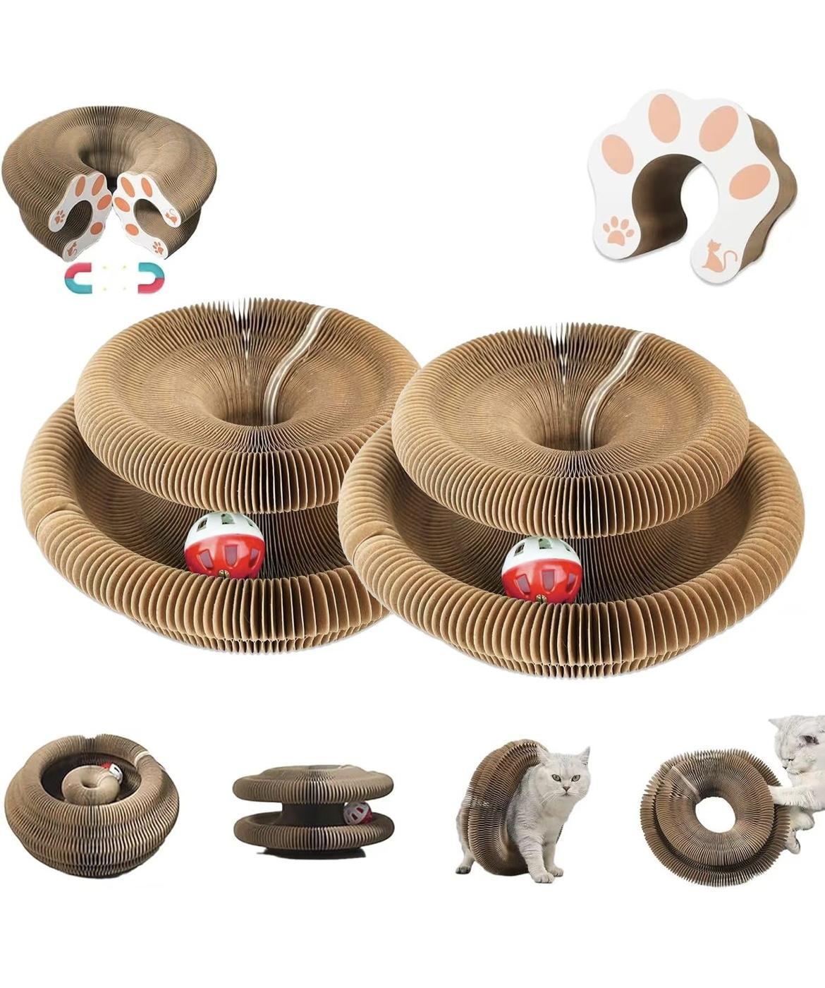 Cat Curl Scratching Board Magic Organ Cat Toy Recyclable Corrugated Cardboard Scratch - Resistant And Wear - Resistant Foldable Wood Grain Interactive Cat Scratching Toy - 5 - CJ