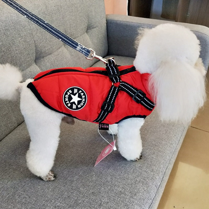 Waterproof Dog Clothes Winter Dog Coat With Harness Warm Pet Clothing Big Dog Jacket Chihuahua Labrador Coat Costume - 0 - CJ