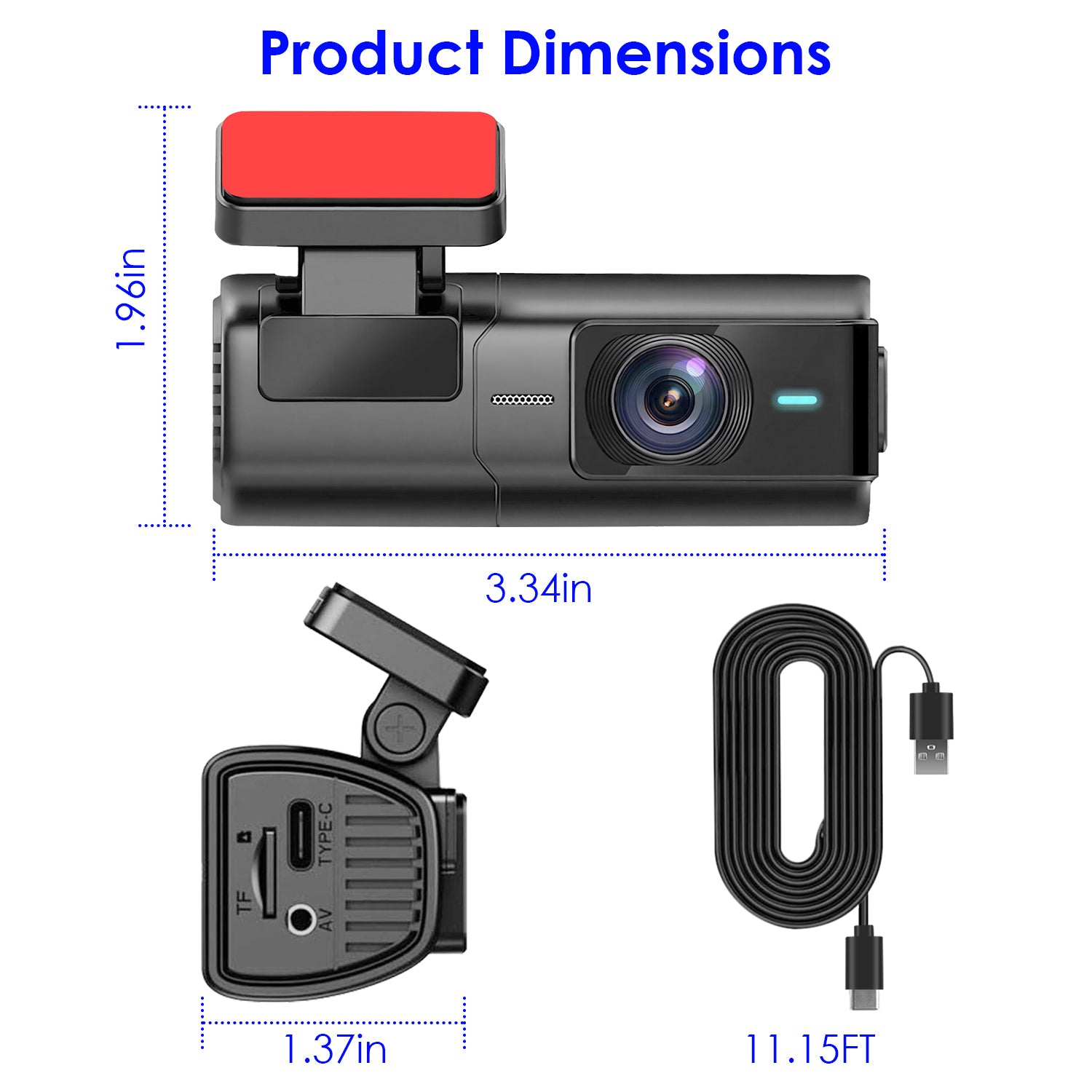 1Pc 2K HD Front Dash Cam For Car With IPS Screen Night Vision Loop Recording Included 32G Storage Card 140 Degree Wide Angle WiFi App Control Front Dashcam - 5.0 - CJ