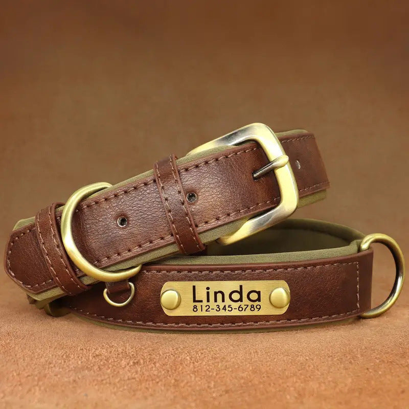 Breathable Dog Collar Retro Leather Dog Leash - 7 - CJ