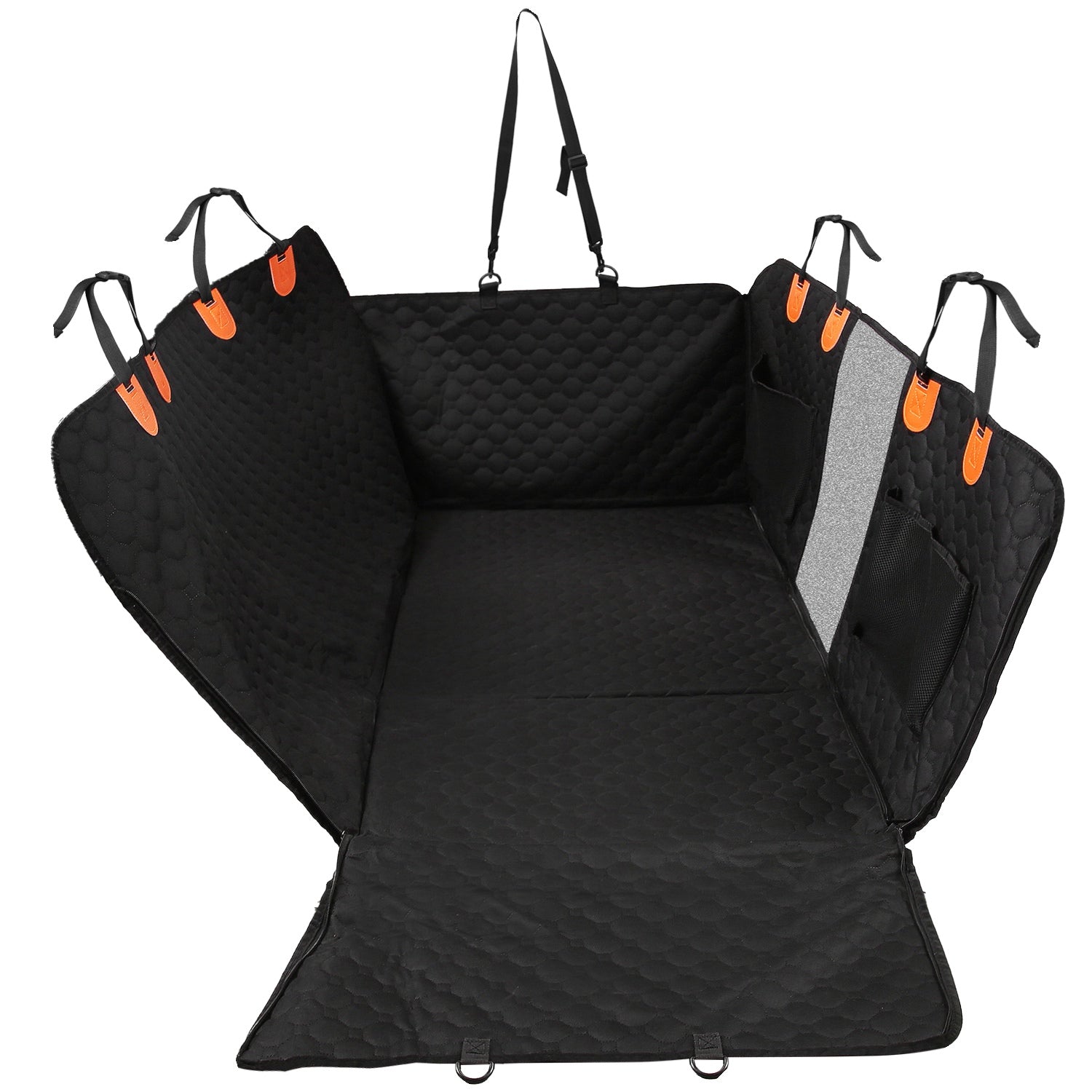 Dog Car Back Seat Cover With Zipper Mesh Window Storage Bags Waterproof 600D Oxford Cloth Car Seat Protector With Slide Flaps For Cars Trucks SUVs - 5 - CJ