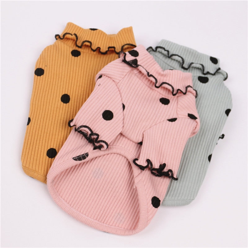 Dot turtleneck dog bottoming shirt - 0 - CJ