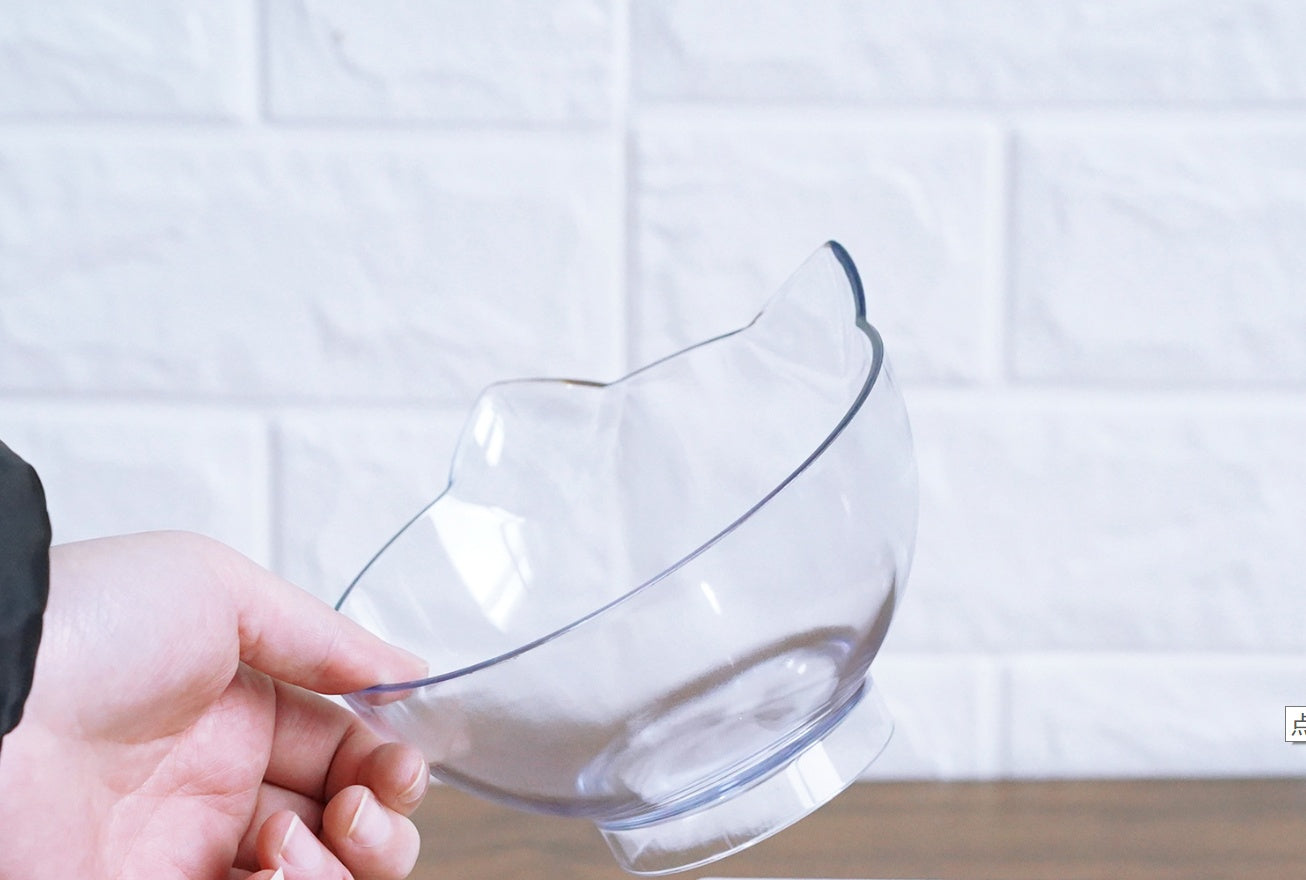 New Inclined Food Cat Ear Oblique Mouth Transparent Single Pet Bowl - 0 - CJ