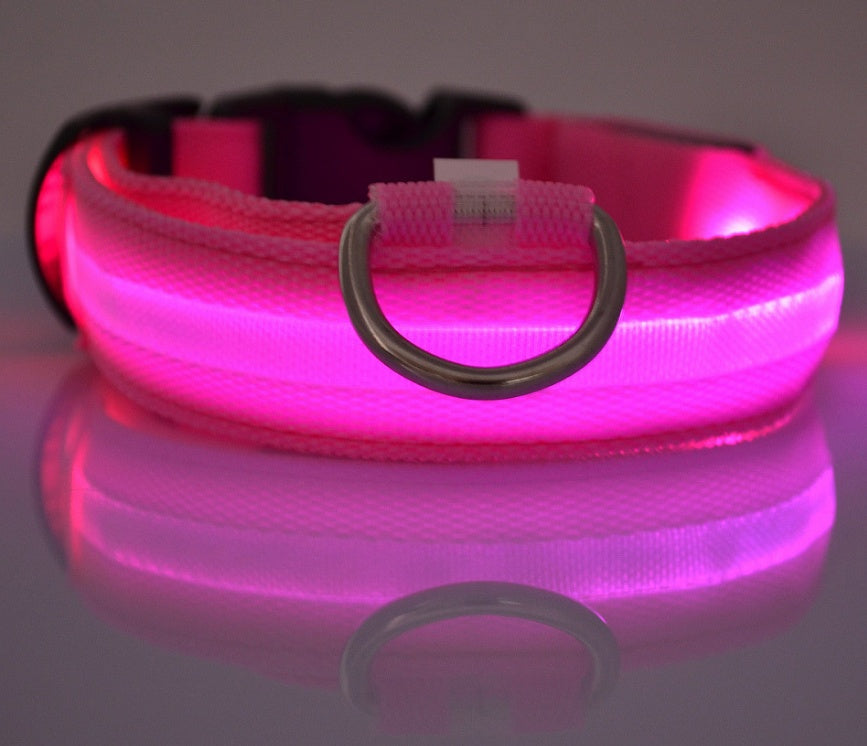 Nylon LED Pet Dog Luminous Collar Night Safety Flashing Glow in Dark Dog Cat Leash Adjustable Pet Supplies - 0 - CJ