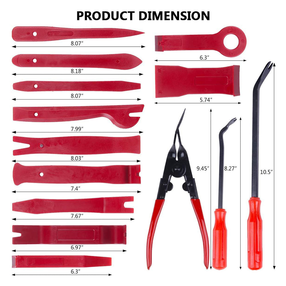 19pcs Auto Trim Removal Kits,Car Panel Removal Tool Car Interior Trim Kit Auto Clip Pliers Fastener Remover Pry Tool Set For Automotive Radio Stereo Dash - 5 - CJ