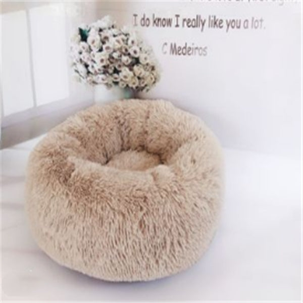 Round Long Hairy Autumn And Winter Nest Pad Cat Mattress - 0 - CJ - Rubber color - 110cm - CJJJCWMY00276 - Rubber color - 110cm