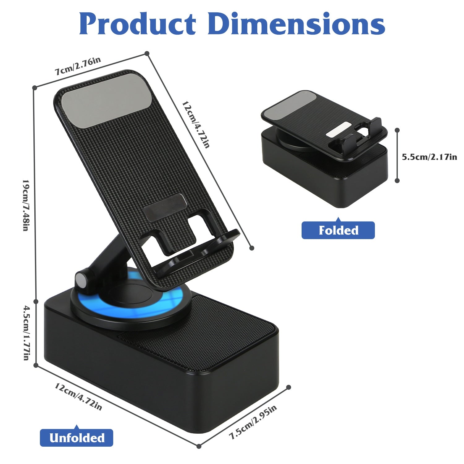 1Pc 4 In 1 Foldable Wireless Speaker Phone Stand With Power Bank 360Degree Rotatable Stand Wireless Speaker 5000mAh Battery RGB Light For Phones IPads - 5 - CJ