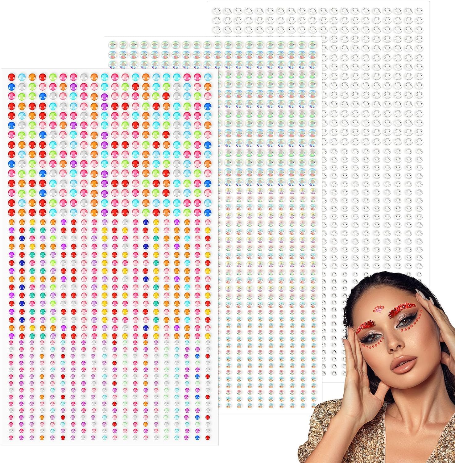 Self - Adhesive Glitter Gems, Pack Of 2700 Glitter Stones Face 3,4,5 Mm Rhinestones Self - Adhesive Glitter Rhinestone Glitter Stones For Face Make - Up Fingernail Decorations,Amazon Is Banned - 5 - CJ