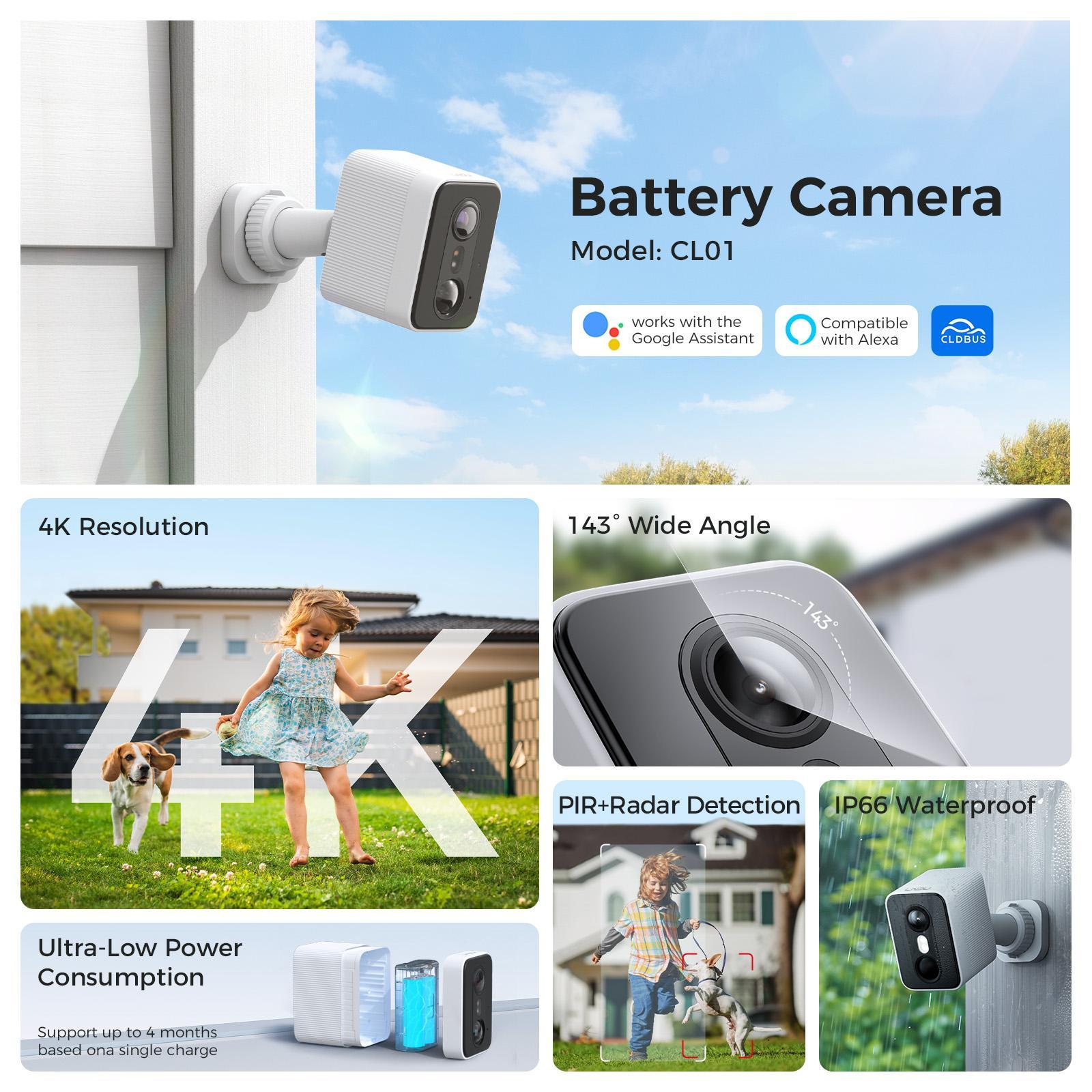 LNDU CL01 4K Wireless Security Camera 143 Degree Wide Angle Infrared Night Vision Human Body Sensing Dual Identification Detection - 5 - CJ